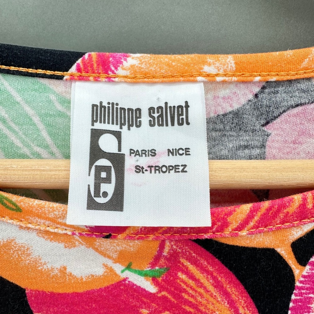 Vintage Philippe Salvet Paris Resortwear Fruit Top Pink Orange Size Medium 70s - Picture 5 of 9